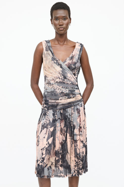 Dolce & Gabbana Silk Floral Gathered Dress