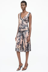 Dolce & Gabbana Silk Floral Gathered Dress