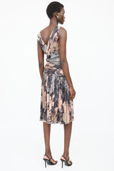 Dolce & Gabbana Silk Floral Gathered Dress