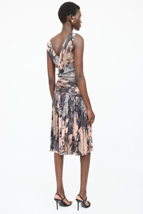 Dolce & Gabbana Silk Floral Gathered Dress
