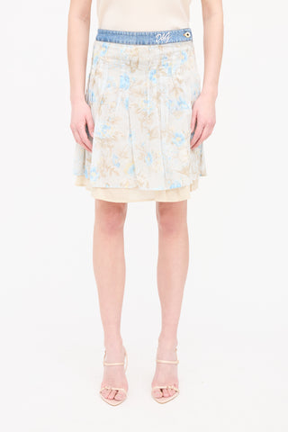 Dolce & Gabbana Floral Pleated Logo Skirt