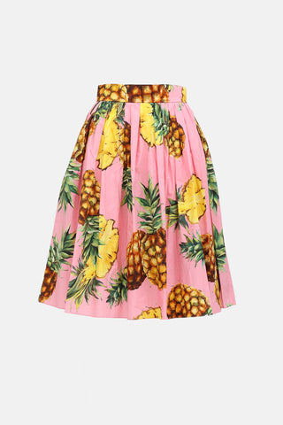 Dolce & Gabbana Pineapple Pleated Skirt