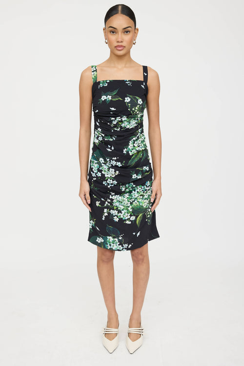 Dolce & Gabbana Floral Ruched Sleeveless Dress