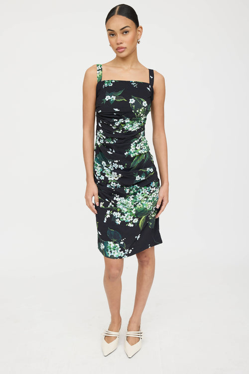 Dolce & Gabbana Floral Ruched Sleeveless Dress