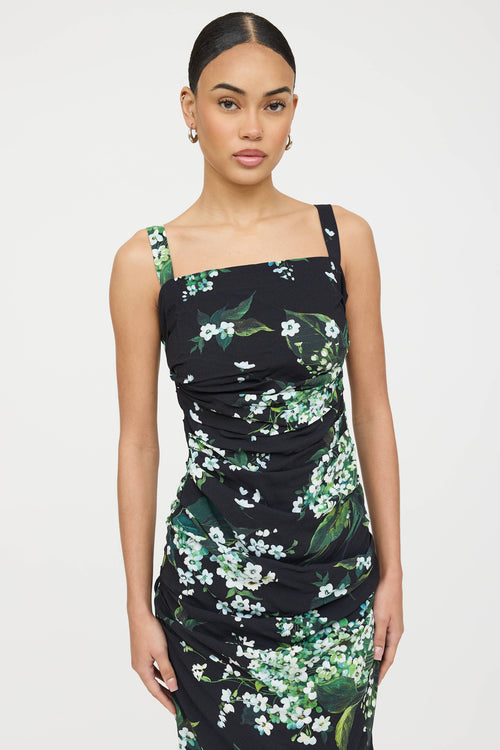Dolce & Gabbana Floral Ruched Sleeveless Dress