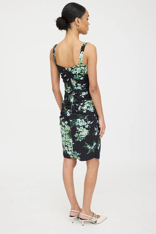 Dolce & Gabbana Floral Ruched Sleeveless Dress