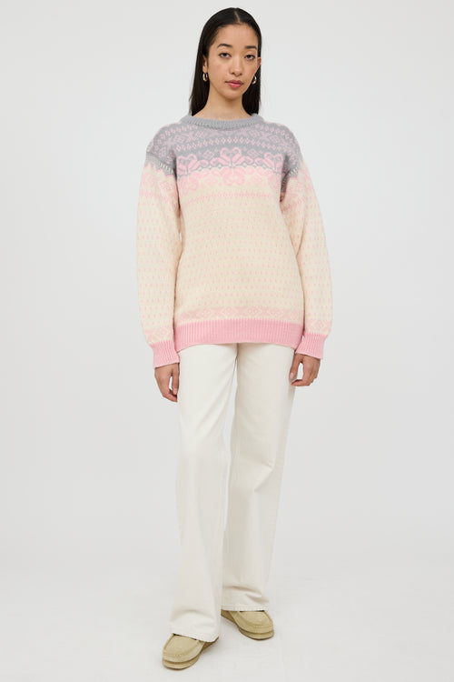 VSP Archive Grey & Multicolour Wool Knit Sweater