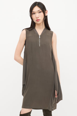 Damir Doma Taupe Silk Shoulder Cutout Dress