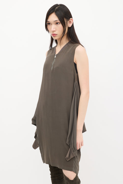 Damir Doma Taupe Silk Shoulder Cutout Dress