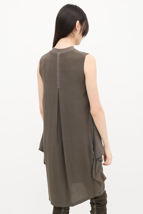 Damir Doma Taupe Silk Shoulder Cutout Dress