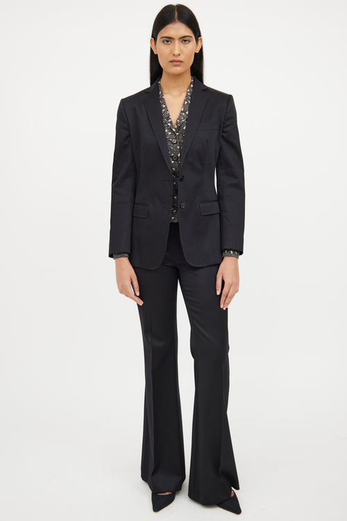 Dolce & Gabbana Button Stitch Silk Long Sleeve Blazer