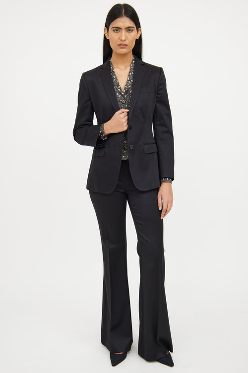 Dolce & Gabbana Button Stitch Silk Long Sleeve Blazer