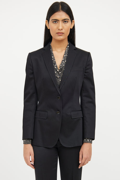 Dolce & Gabbana Button Stitch Silk Long Sleeve Blazer