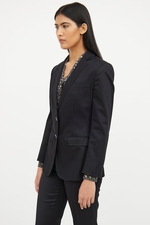 Dolce & Gabbana Button Stitch Silk Long Sleeve Blazer