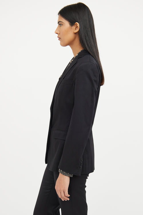 Dolce & Gabbana Button Stitch Silk Long Sleeve Blazer