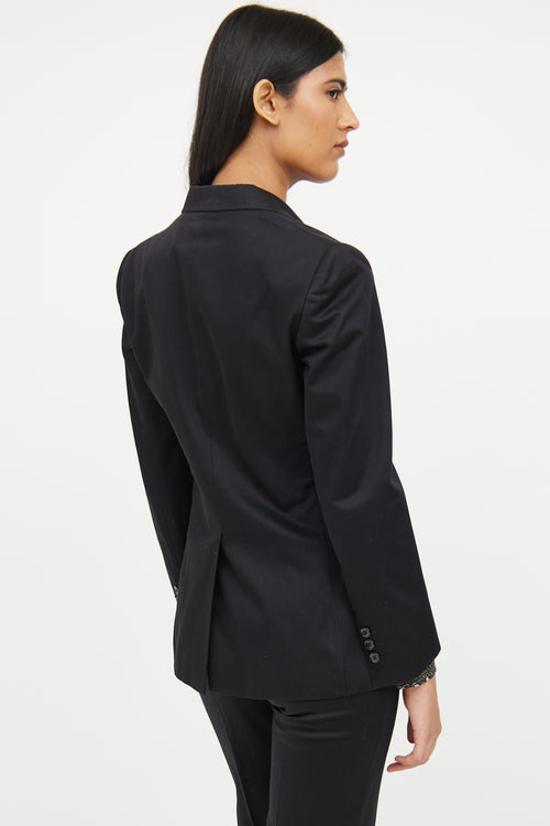 Dolce & Gabbana Button Stitch Silk Long Sleeve Blazer