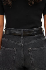 Dolce & Gabbana Black Embossed Silver Logo Belt