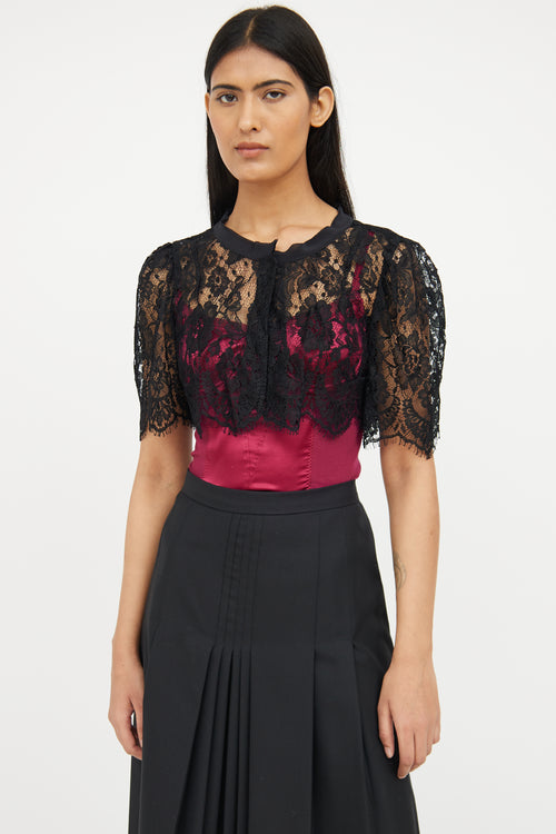 Dolce & Gabbana Black Lace Open Short Sleeve Shrug