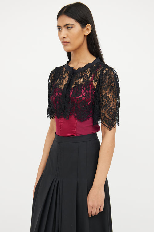 Dolce & Gabbana Black Lace Open Short Sleeve Shrug