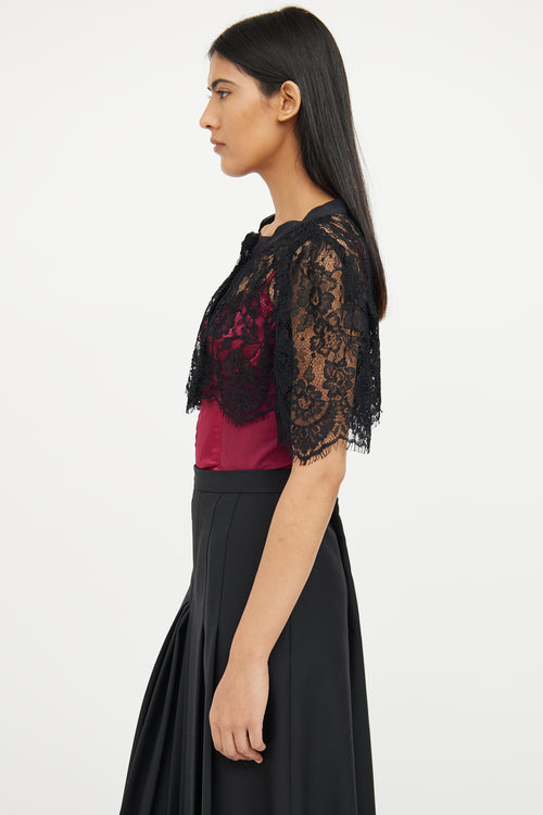 Dolce & Gabbana Black Lace Open Short Sleeve Shrug