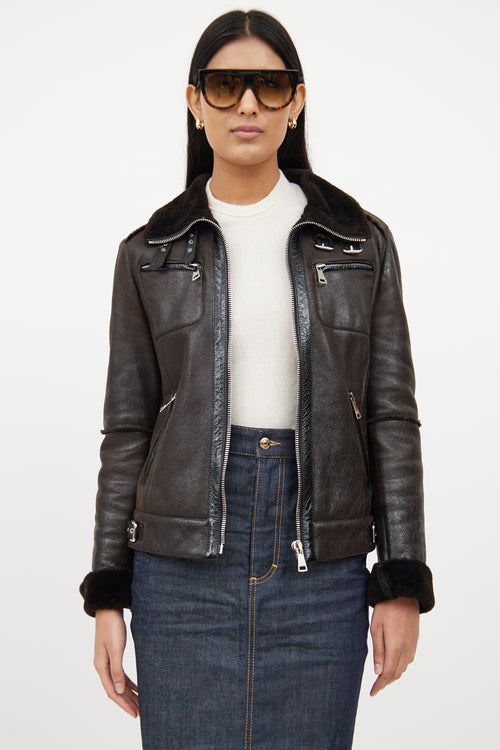 Dolce & GabbanaBrown & Black Leather Jacket