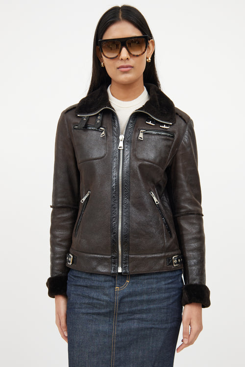 Dolce & GabbanaBrown & Black Leather Jacket