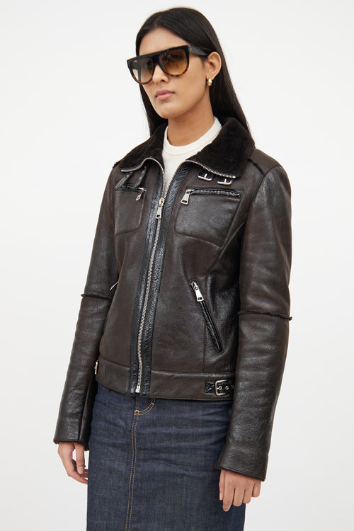 Dolce & GabbanaBrown & Black Leather Jacket