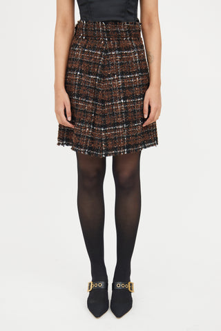 Dolce & Gabbana Brown Multi Colour Tweed Skirt