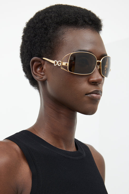 Dolce & Gabbana Gold 2016-B Oval Jewel Sunglasses