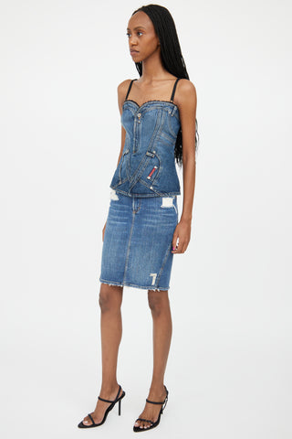 Dolce & Gabbana Medium Wash Distressed Denim Skirt