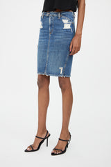 Dolce & Gabbana Medium Wash Distressed Denim Skirt