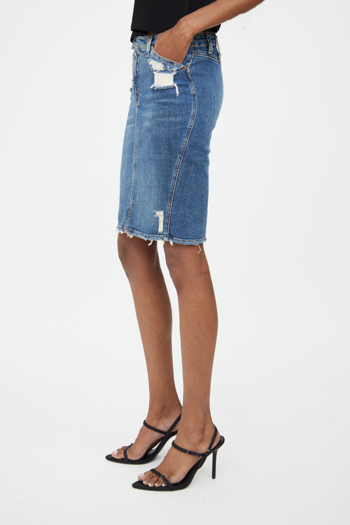 Dolce & Gabbana Medium Wash Distressed Denim Skirt