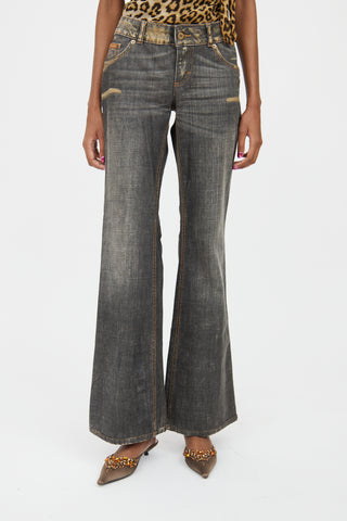 Dolce & Gabbana Grey Distressed Flared Jeans