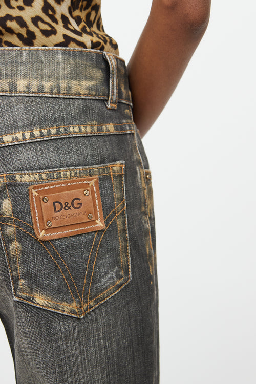 Dolce & Gabbana Grey Distressed Flared Jeans