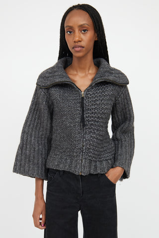 Dolce & Gabbana Grey Funnel Neck Knit Sweater