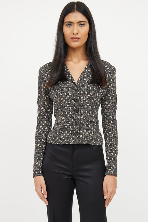 Dolce & Gabbana Grey Silk Button Top