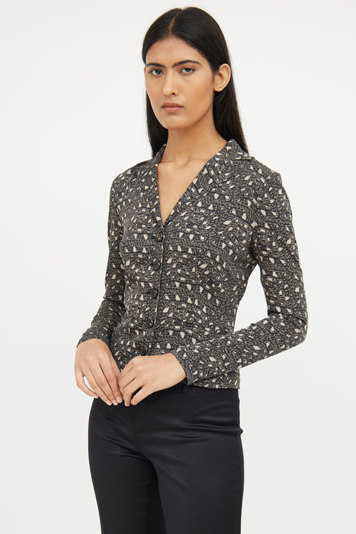 Dolce & Gabbana Grey Silk Button Top