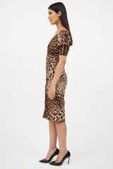 Dolce & GabbanaBrown & Black Silk Gathered Dress