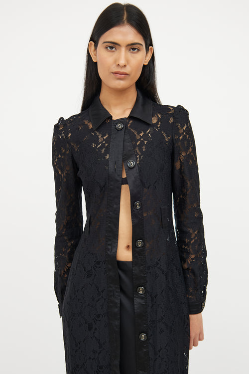 Dolce & Gabbana Black Lace Button Dress