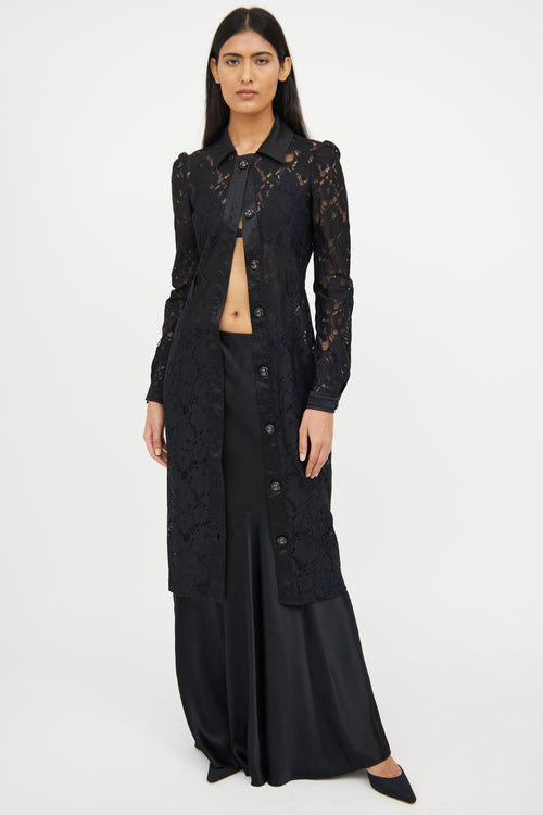 Dolce & Gabbana Black Lace Button Dress