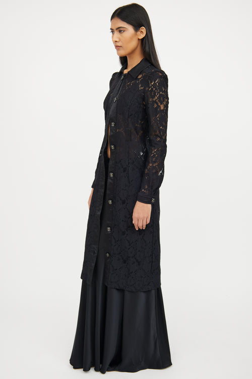 Dolce & Gabbana Black Lace Button Dress