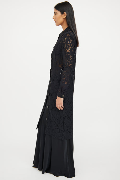 Dolce & Gabbana Black Lace Button Dress