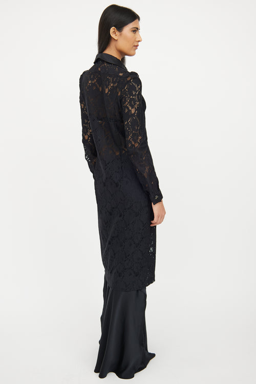 Dolce & Gabbana Black Lace Button Dress