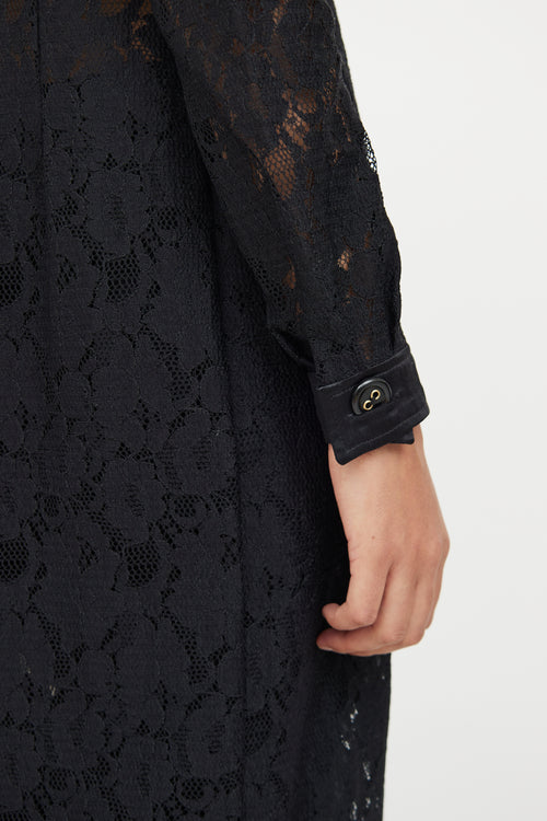 Dolce & Gabbana Black Lace Button Dress