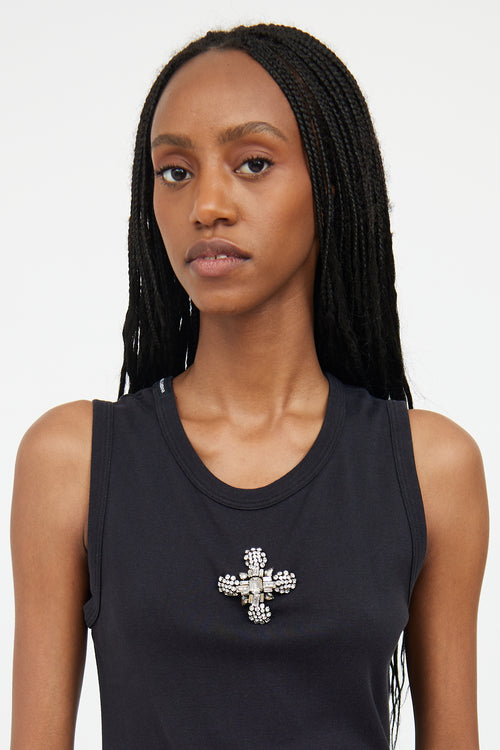 Dolce & Gabbana Black & Silver Jewel Cross Tank Top