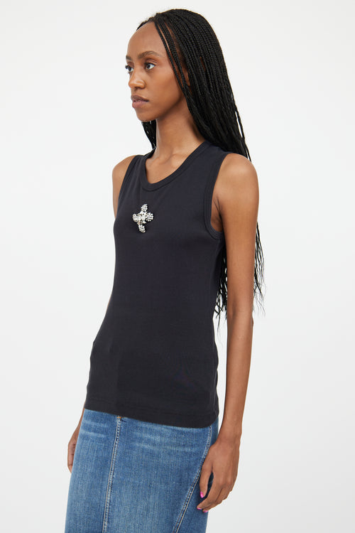 Dolce & Gabbana Black & Silver Jewel Cross Tank Top