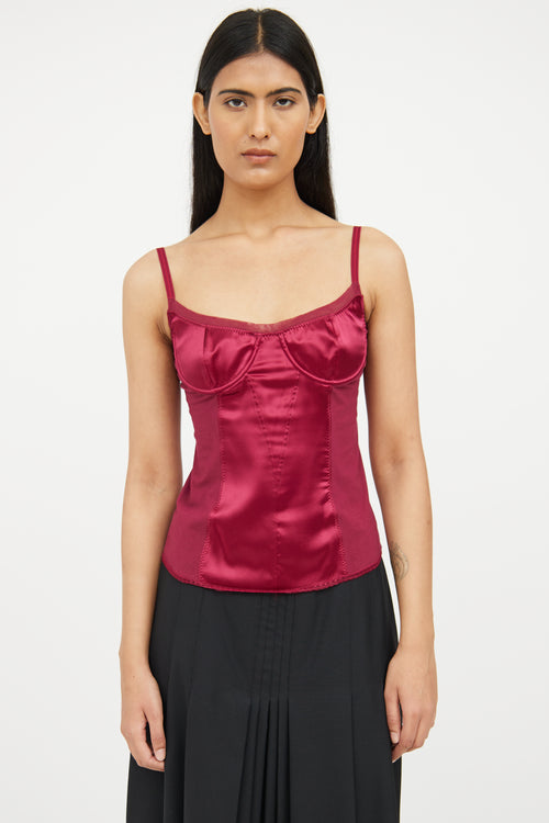 Dolce & Gabbana Red Silk Blend Sleeveless Top