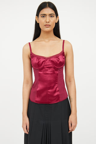 Dolce & Gabbana Red Silk Blend Sleeveless Top