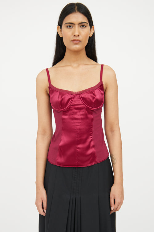 Dolce & Gabbana Red Silk Blend Sleeveless Top