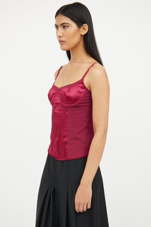 Dolce & Gabbana Red Silk Blend Sleeveless Top